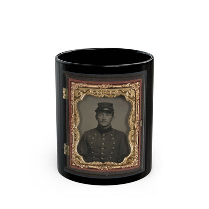 Unidentified Soldier In Union Jacket With Massachusetts State Seal Buttons (U.S. Civil War) Black Coffee Mug-11oz-The Sticker Space