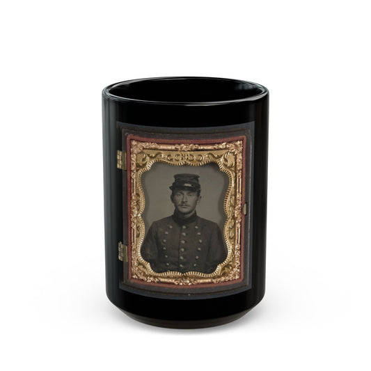 Unidentified Soldier In Union Jacket With Massachusetts State Seal Buttons (U.S. Civil War) Black Coffee Mug-15oz-The Sticker Space