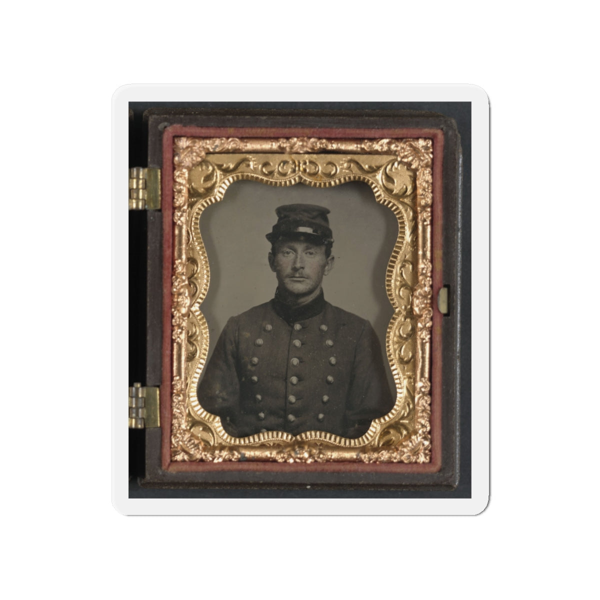 Unidentified Soldier In Union Jacket With Massachusetts State Seal Buttons (U.S. Civil War) Refrigerator Magnet-4" x 4"-The Sticker Space