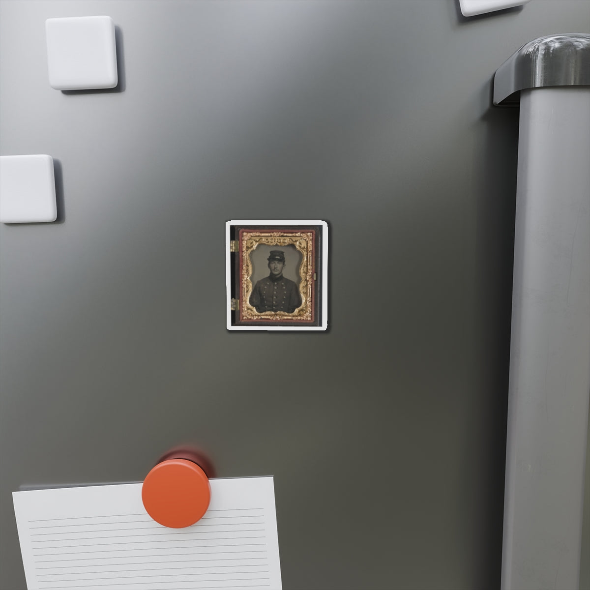 Unidentified Soldier In Union Jacket With Massachusetts State Seal Buttons (U.S. Civil War) Refrigerator Magnet-The Sticker Space