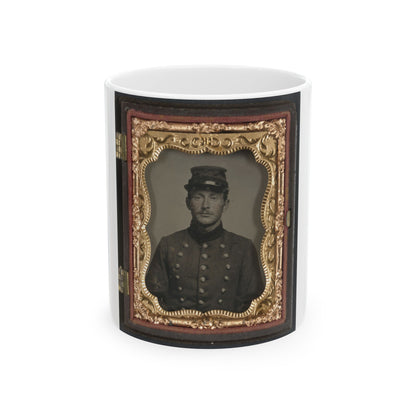 Unidentified Soldier In Union Jacket With Massachusetts State Seal Buttons (U.S. Civil War) White Coffee Mug-11oz-The Sticker Space