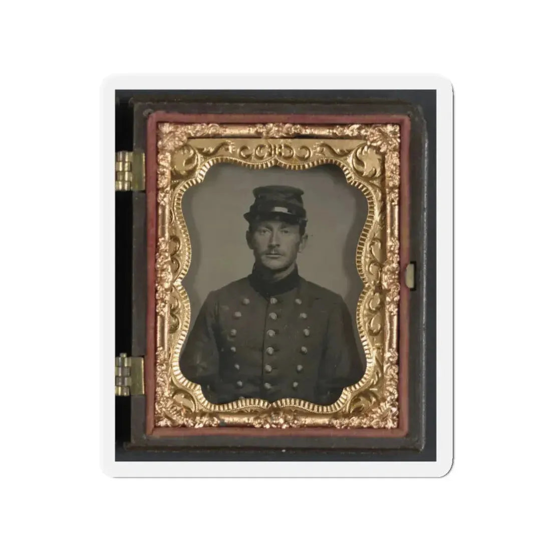 Unidentified Soldier In Union Jacket With Massachusetts State Seal Buttons (U.S. Civil War) Refrigerator Magnet 3 Inch Die-Cut - The Sticker Space