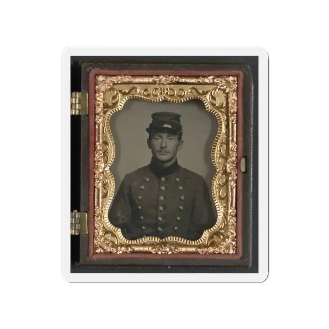Unidentified Soldier In Union Jacket With Massachusetts State Seal Buttons (U.S. Civil War) Refrigerator Magnet 4 Inch Die-Cut - The Sticker Space