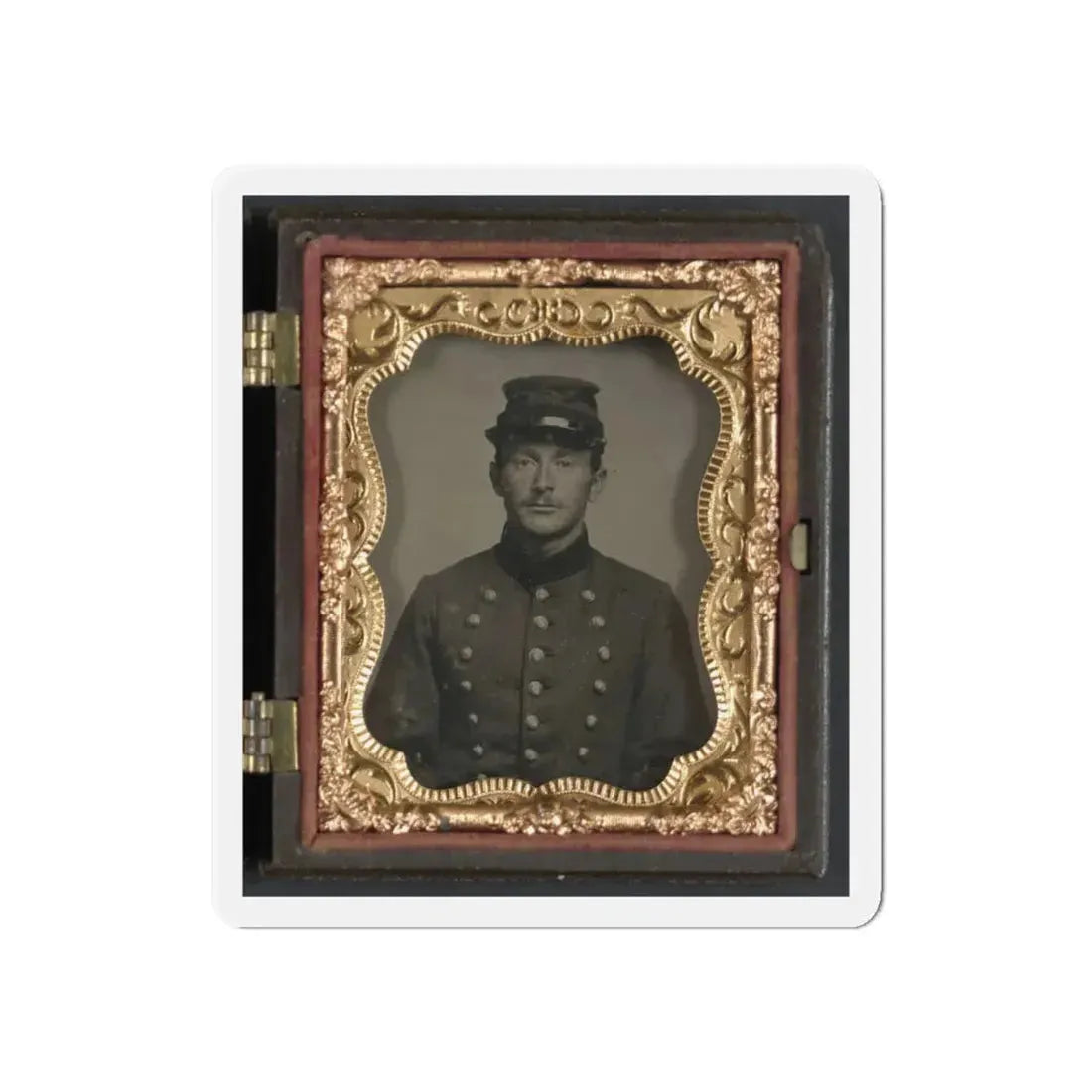 Unidentified Soldier In Union Jacket With Massachusetts State Seal Buttons (U.S. Civil War) Refrigerator Magnet 6 Inch Die-Cut - The Sticker Space