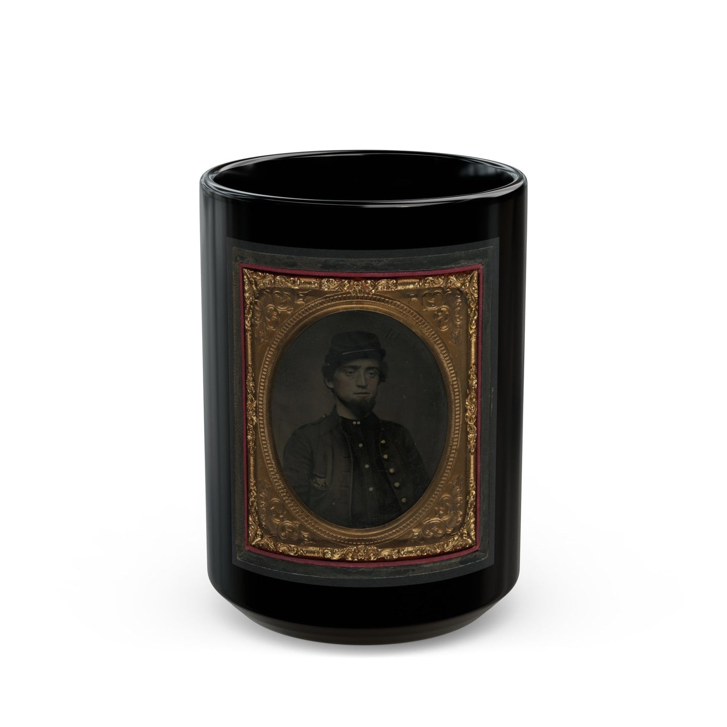 Unidentified Soldier In Union Kepi And Sack Coat (U.S. Civil War) Black Coffee Mug-15oz-The Sticker Space