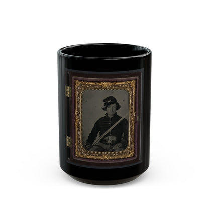 Unidentified Soldier In Union Musician Uniform And Two Belts With Cavalry Saber (U.S. Civil War) Black Coffee Mug-15oz-The Sticker Space