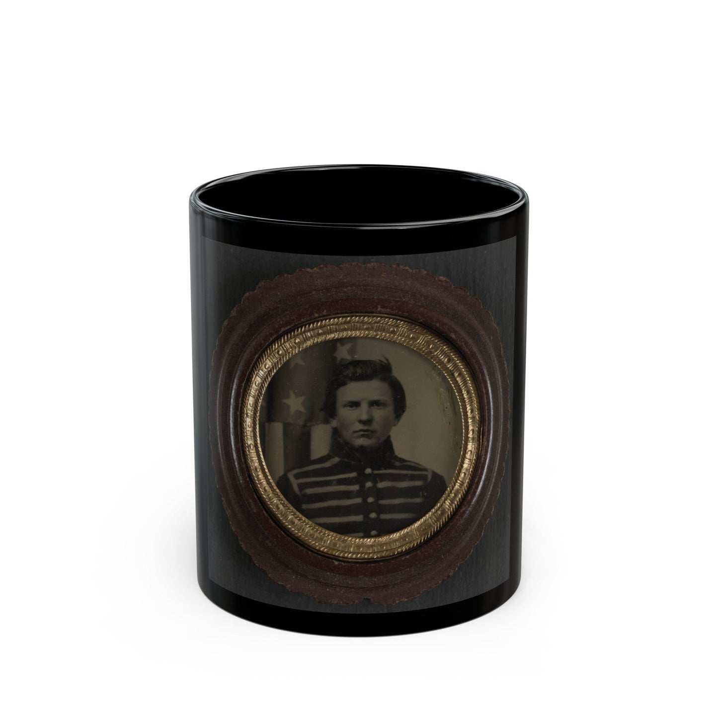 Unidentified Soldier In Union Musician's Uniform (U.S. Civil War) Black Coffee Mug-11oz-The Sticker Space