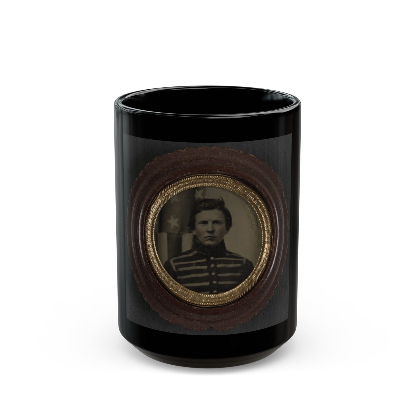 Unidentified Soldier In Union Musician's Uniform (U.S. Civil War) Black Coffee Mug-15oz-The Sticker Space