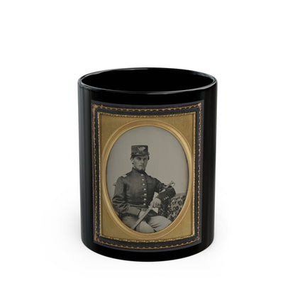 Unidentified Soldier In Union Officer's Uniform With Sword (U.S. Civil War) Black Coffee Mug-11oz-The Sticker Space