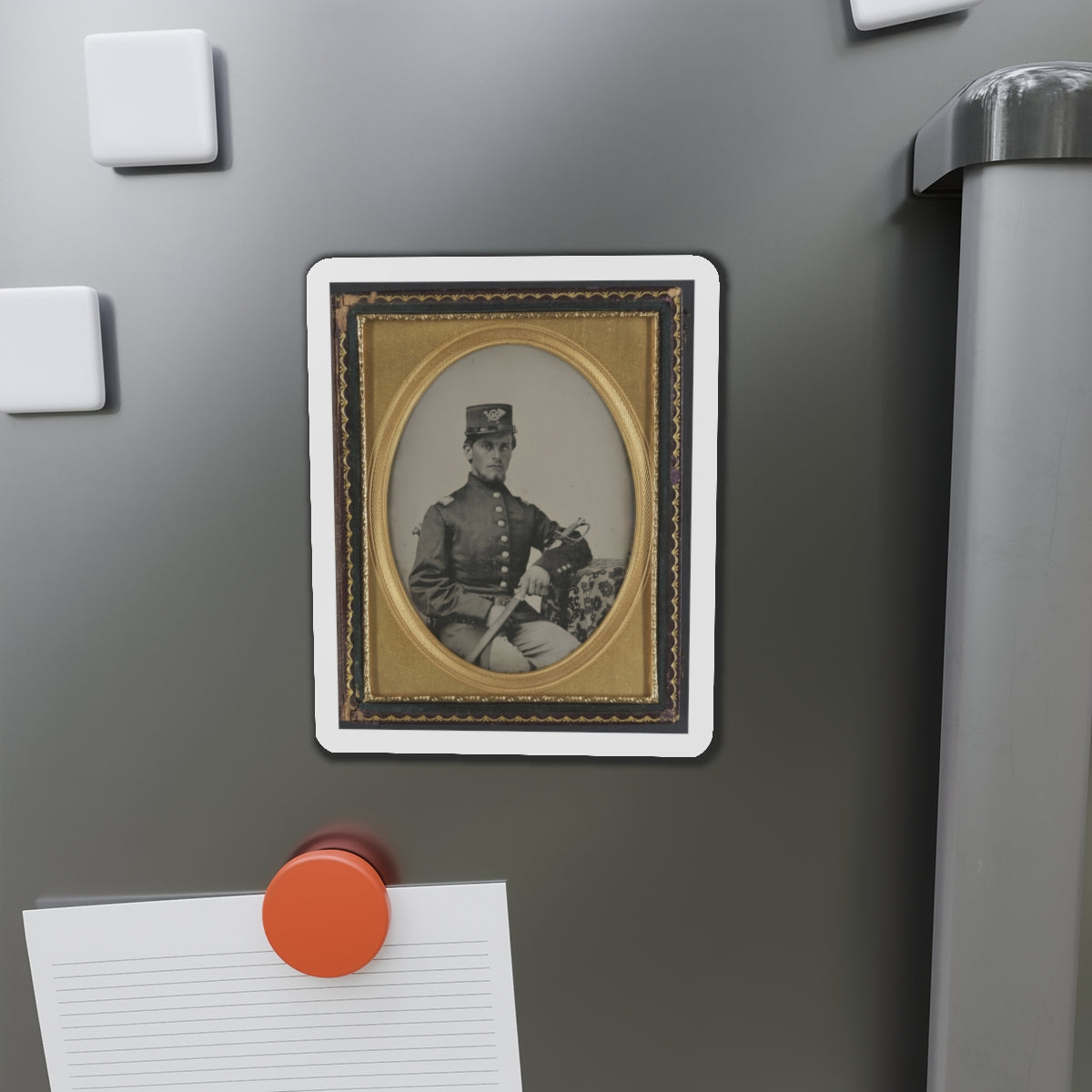 Unidentified Soldier In Union Officer's Uniform With Sword (U.S. Civil War) Refrigerator Magnet-The Sticker Space