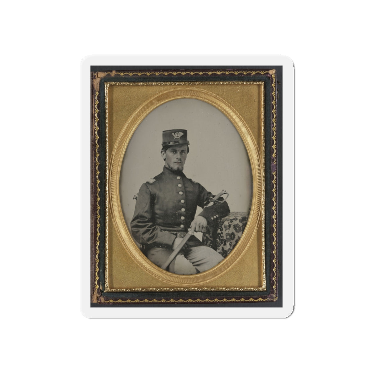 Unidentified Soldier In Union Officer's Uniform With Sword (U.S. Civil War) Refrigerator Magnet-5" x 5"-The Sticker Space