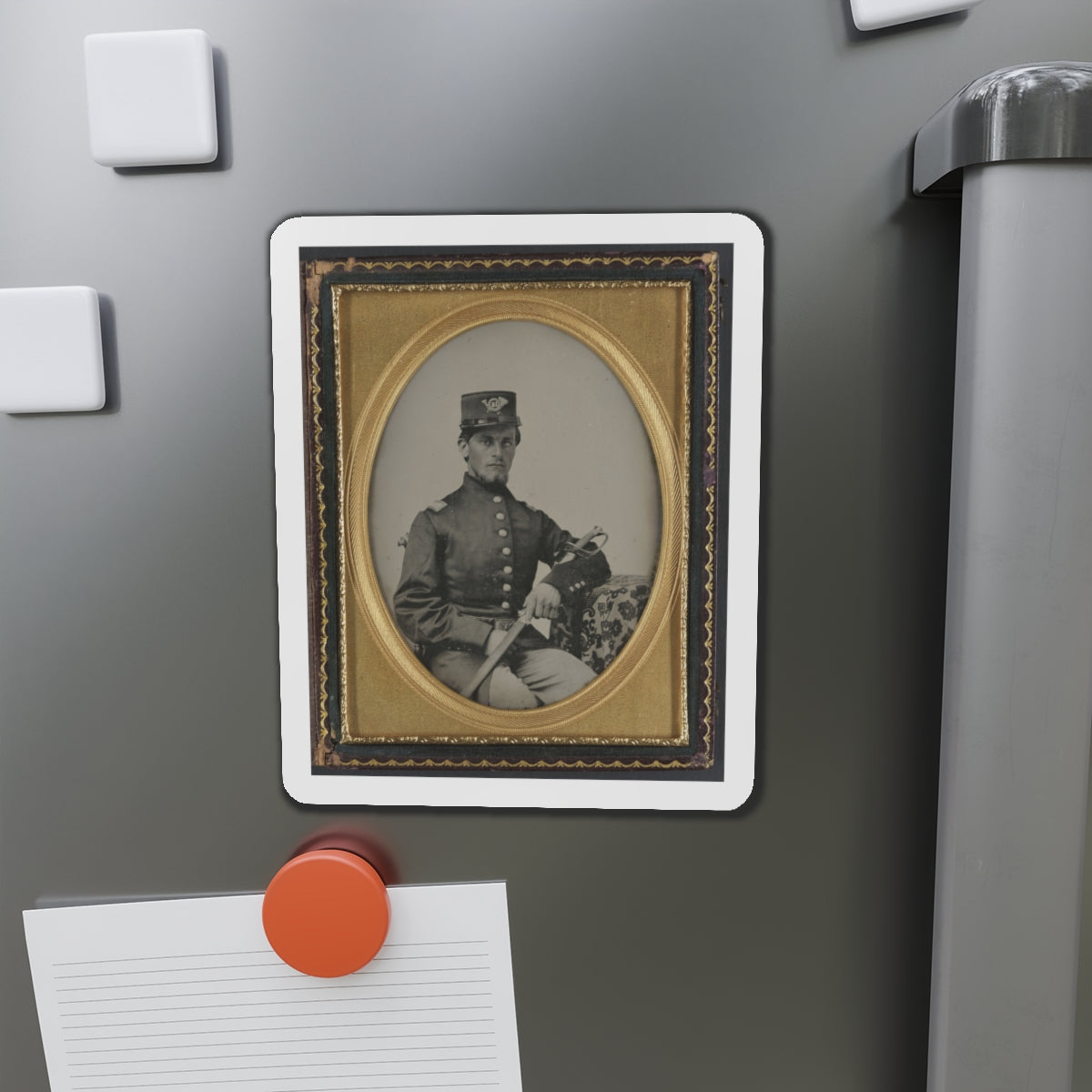 Unidentified Soldier In Union Officer's Uniform With Sword (U.S. Civil War) Refrigerator Magnet-The Sticker Space