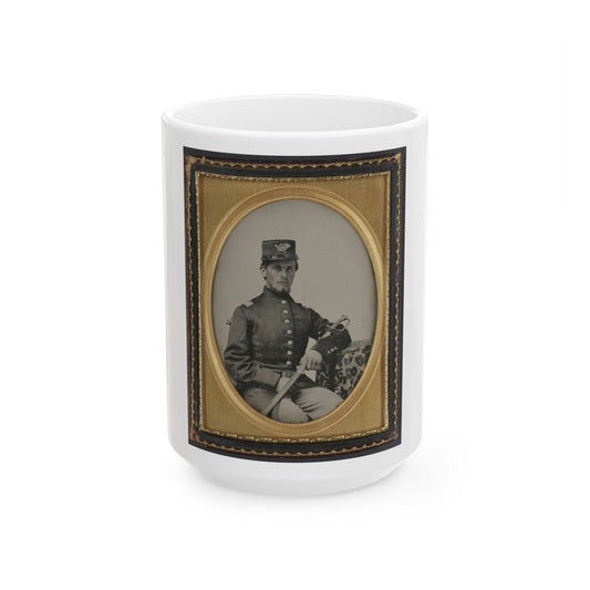 Unidentified Soldier In Union Officer's Uniform With Sword (U.S. Civil War) White Coffee Mug-15oz-The Sticker Space