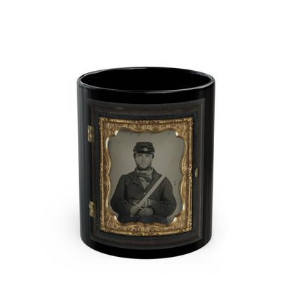 Unidentified Soldier In Union Rifleman Uniform With Saber Bayonet (U.S. Civil War) Black Coffee Mug-11oz-The Sticker Space