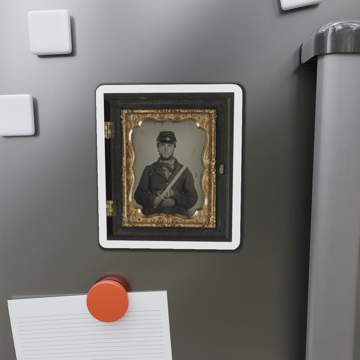 Unidentified Soldier In Union Rifleman Uniform With Saber Bayonet (U.S. Civil War) Refrigerator Magnet-The Sticker Space