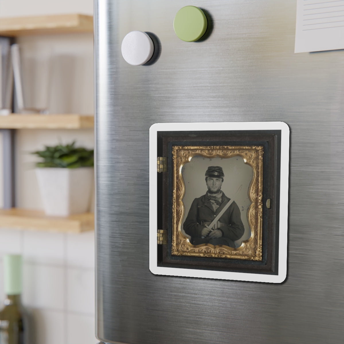 Unidentified Soldier In Union Rifleman Uniform With Saber Bayonet (U.S. Civil War) Refrigerator Magnet-The Sticker Space