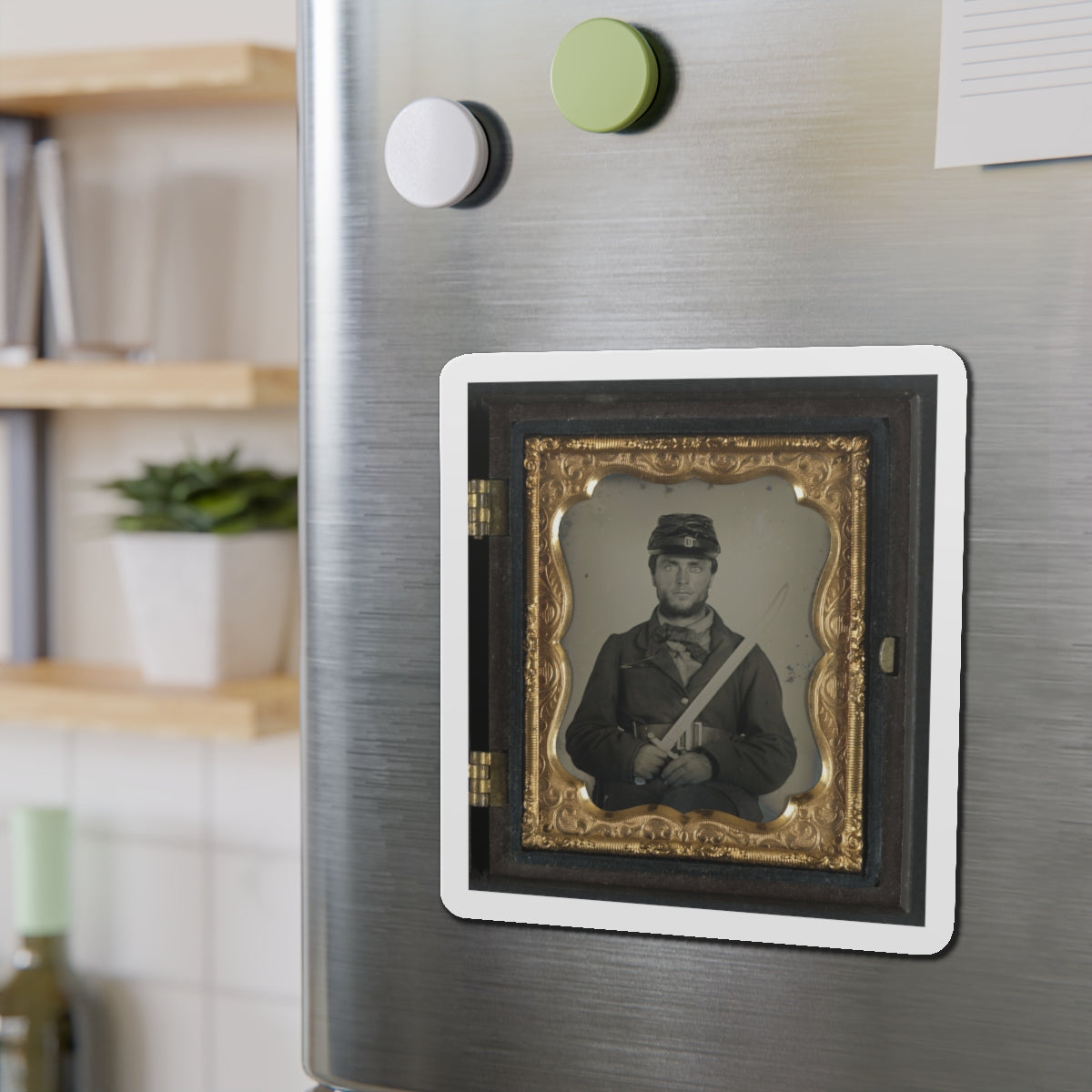 Unidentified Soldier In Union Rifleman Uniform With Saber Bayonet (U.S. Civil War) Refrigerator Magnet-The Sticker Space