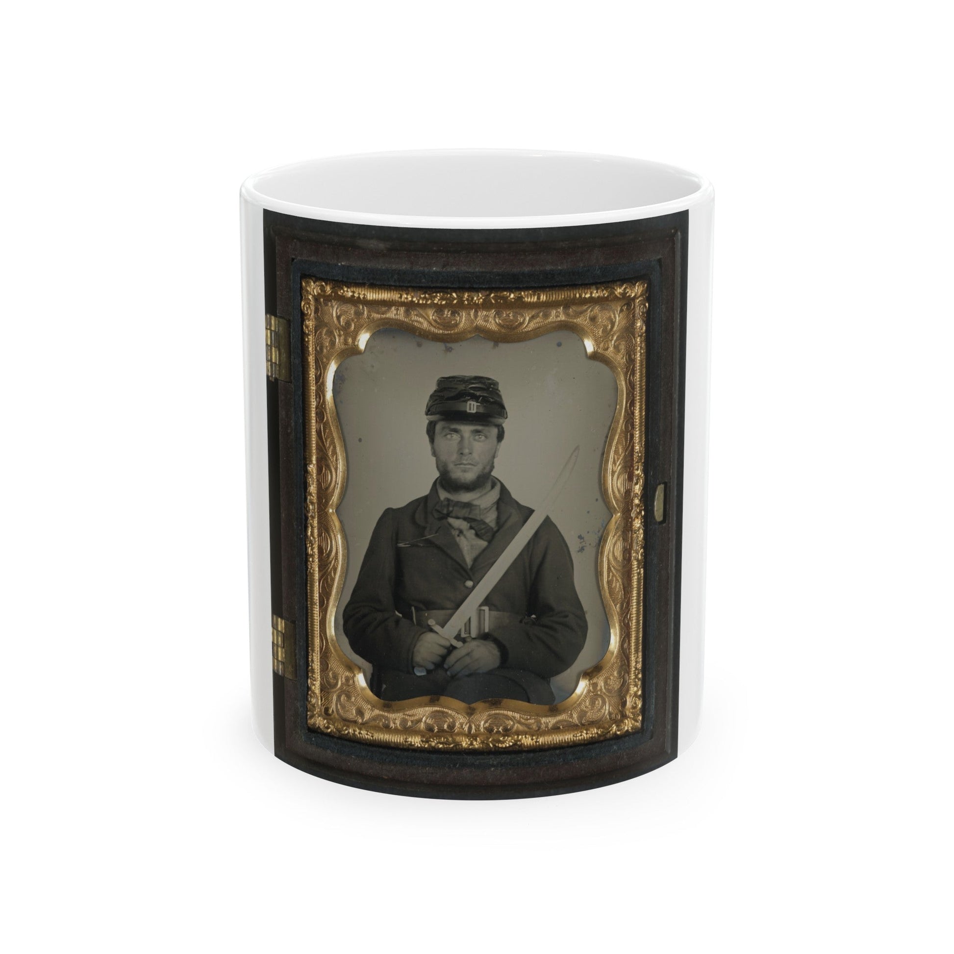 Unidentified Soldier In Union Rifleman Uniform With Saber Bayonet (U.S. Civil War) White Coffee Mug-11oz-The Sticker Space