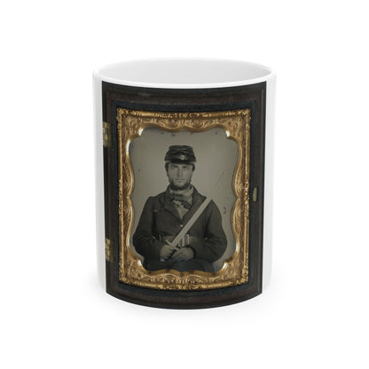 Unidentified Soldier In Union Rifleman Uniform With Saber Bayonet (U.S. Civil War) White Coffee Mug-11oz-The Sticker Space