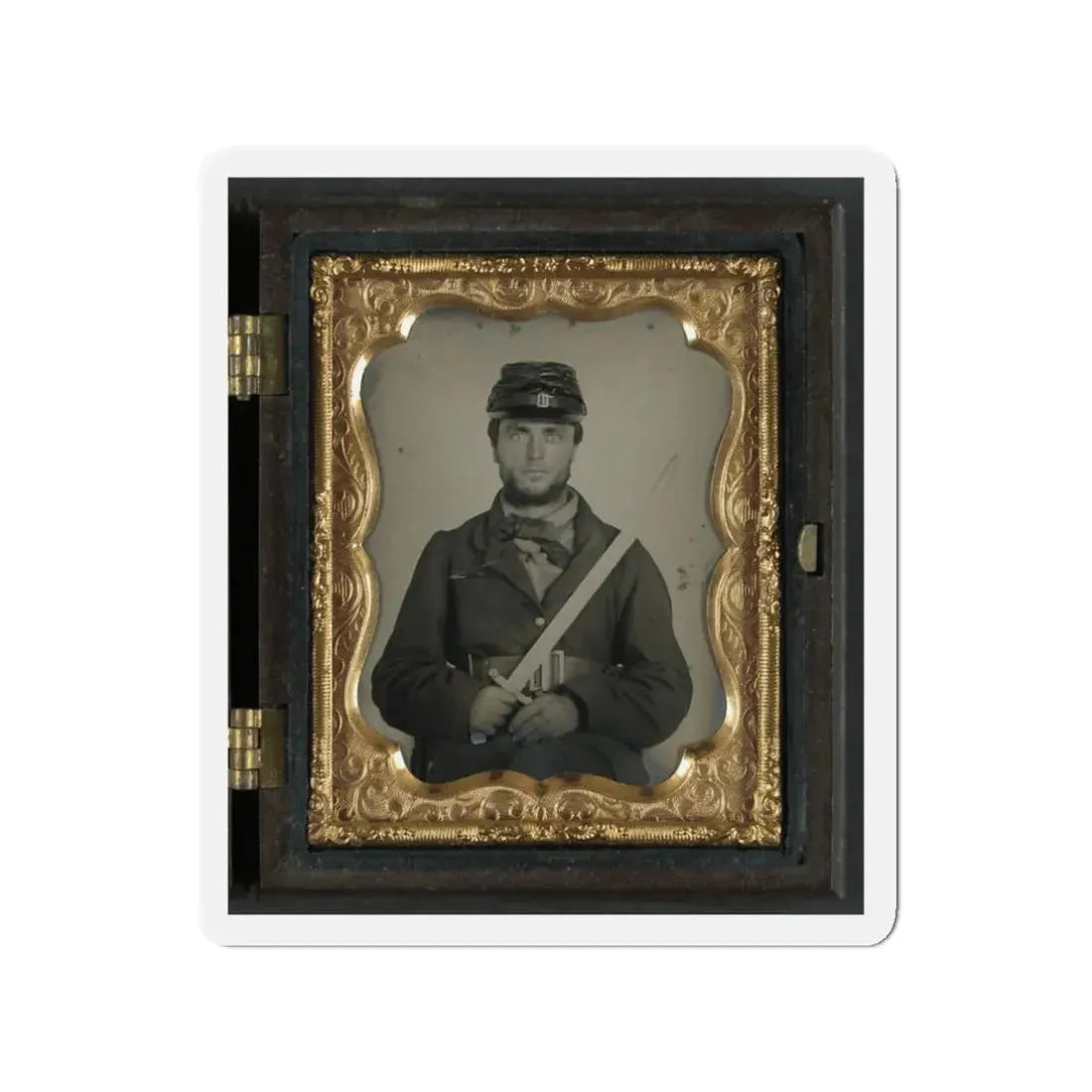Unidentified Soldier In Union Rifleman Uniform With Saber Bayonet (U.S. Civil War) Refrigerator Magnet 3 Inch Die-Cut - The Sticker Space