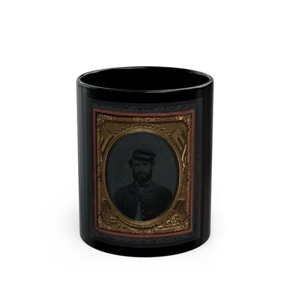 Unidentified Soldier In Union Sack Coat And Forage Cap (U.S. Civil War) Black Coffee Mug-11oz-The Sticker Space