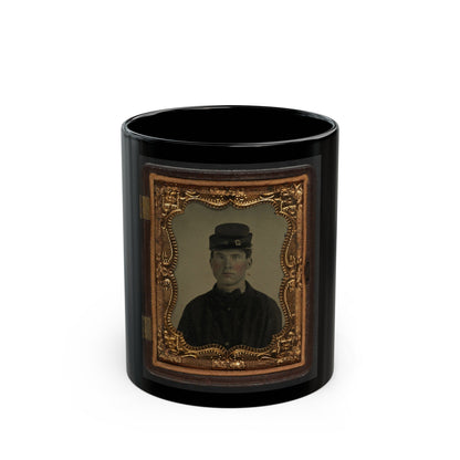 Unidentified Soldier In Union Sack Coat And Forage Cap(2) (U.S. Civil War) Black Coffee Mug-11oz-The Sticker Space