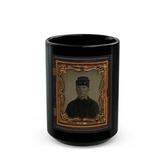 Unidentified Soldier In Union Sack Coat And Forage Cap(2) (U.S. Civil War) Black Coffee Mug-15oz-The Sticker Space