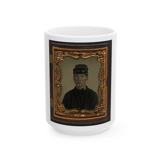 Unidentified Soldier In Union Sack Coat And Forage Cap(2) (U.S. Civil War) White Coffee Mug-15oz-The Sticker Space