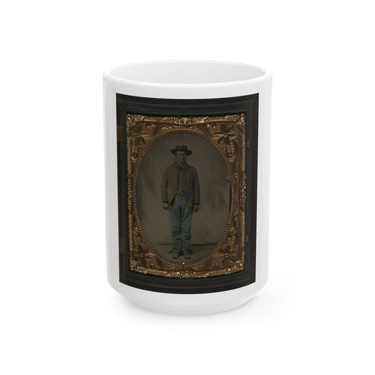 Unidentified Soldier In Union Sack Coat And Slouch Hat (U.S. Civil War) White Coffee Mug-15oz-The Sticker Space