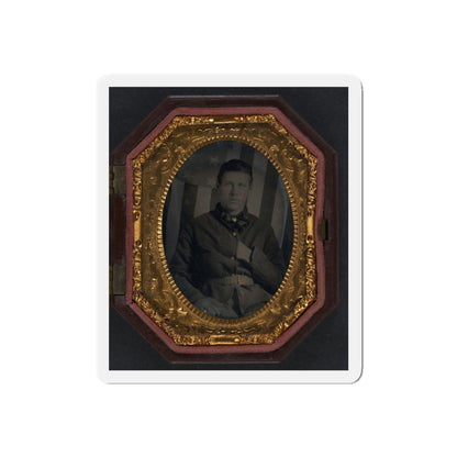 Unidentified Soldier In Union Sack Coat In Front Of American Flag Backdrop (U.S. Civil War) Refrigerator Magnet-5" x 5"-Die-Cut-1 pc-The Sticker Space