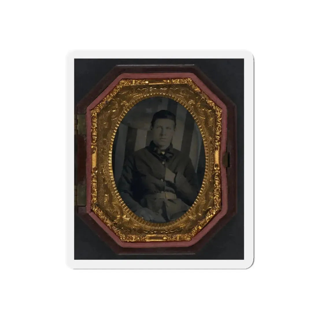 Unidentified Soldier In Union Sack Coat In Front Of American Flag Backdrop (U.S. Civil War) Refrigerator Magnet 4 Inch Die-Cut - The Sticker Space