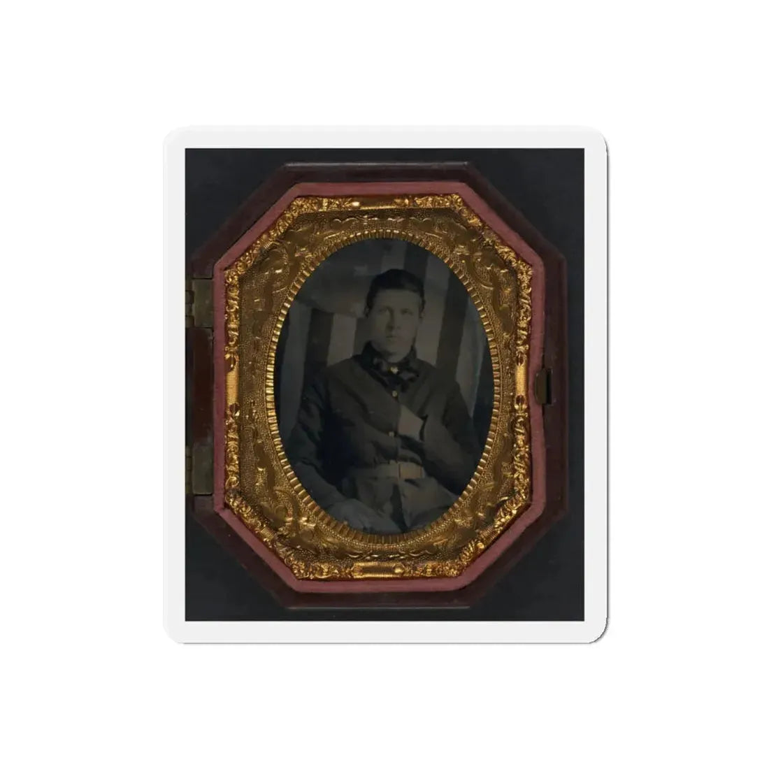 Unidentified Soldier In Union Sack Coat In Front Of American Flag Backdrop (U.S. Civil War) Refrigerator Magnet 6 Inch Die-Cut - The Sticker Space