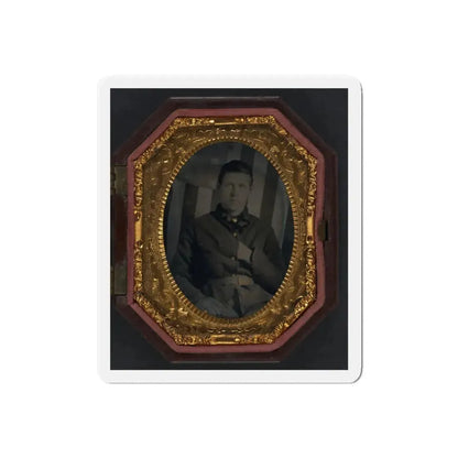 Unidentified Soldier In Union Sack Coat In Front Of American Flag Backdrop (U.S. Civil War) Refrigerator Magnet 6 Inch Die-Cut - The Sticker Space