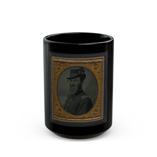 Unidentified Soldier In Union Second Lieutenant's Uniform And Hat With Plume (U.S. Civil War) Black Coffee Mug-15oz-The Sticker Space