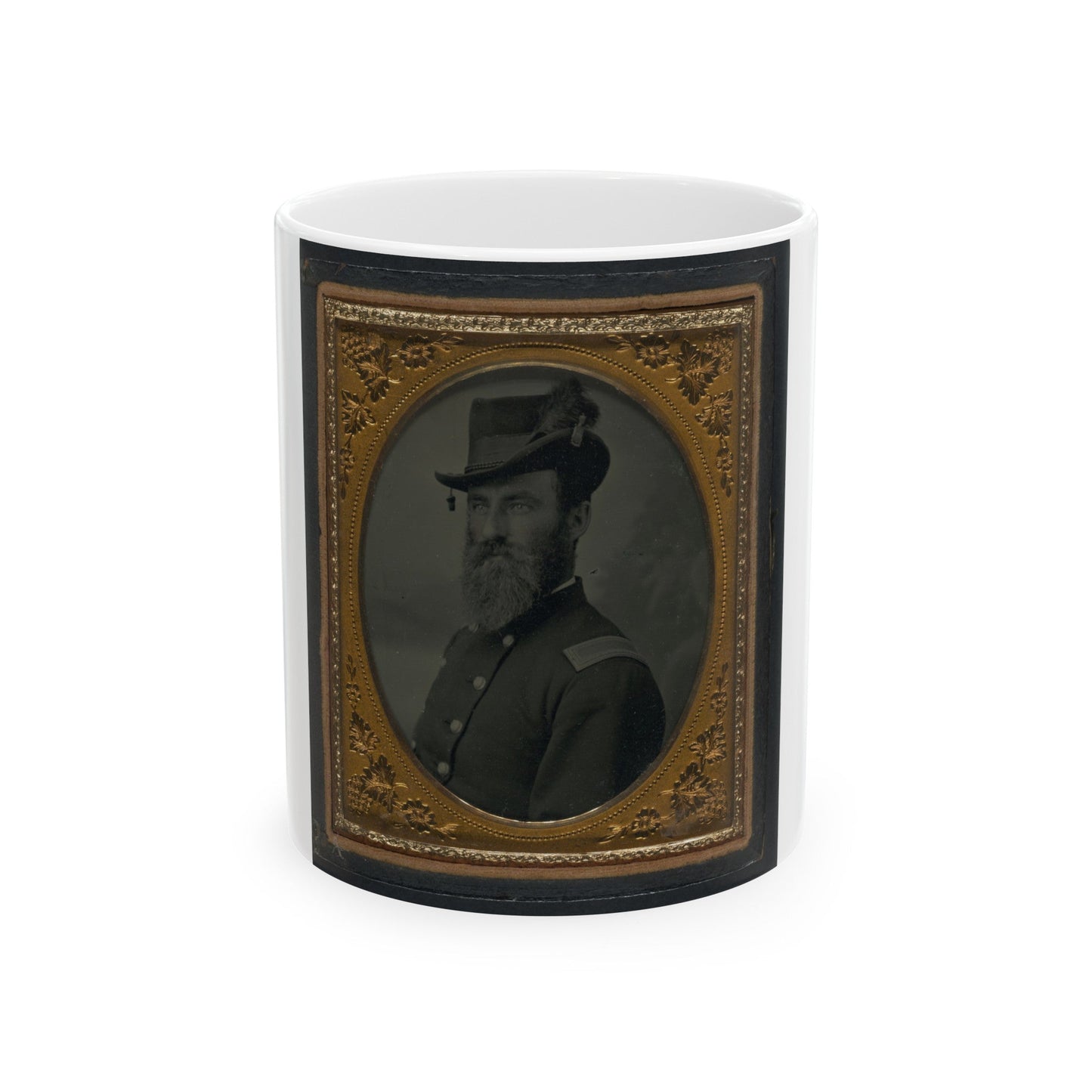 Unidentified Soldier In Union Second Lieutenant's Uniform And Hat With Plume (U.S. Civil War) White Coffee Mug-11oz-The Sticker Space