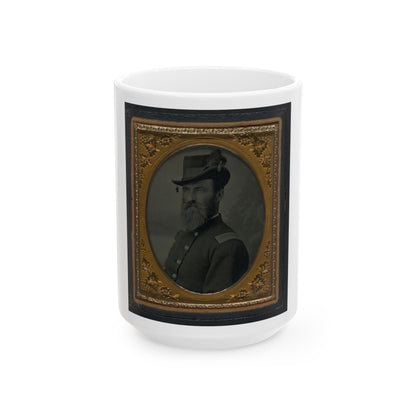 Unidentified Soldier In Union Second Lieutenant's Uniform And Hat With Plume (U.S. Civil War) White Coffee Mug-15oz-The Sticker Space