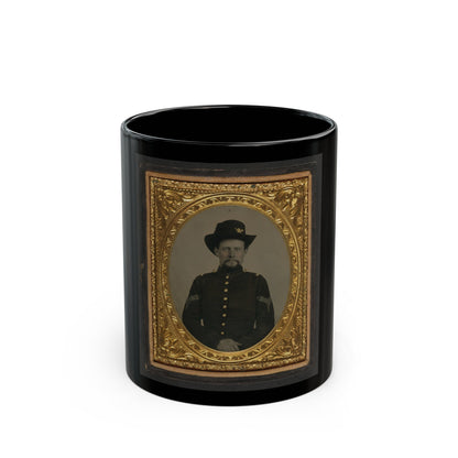 Unidentified Soldier In Union Sergeant Uniform With Hardee Hat With Infantry Insignia And Plume (U.S. Civil War) Black Coffee Mug-11oz-The Sticker Space