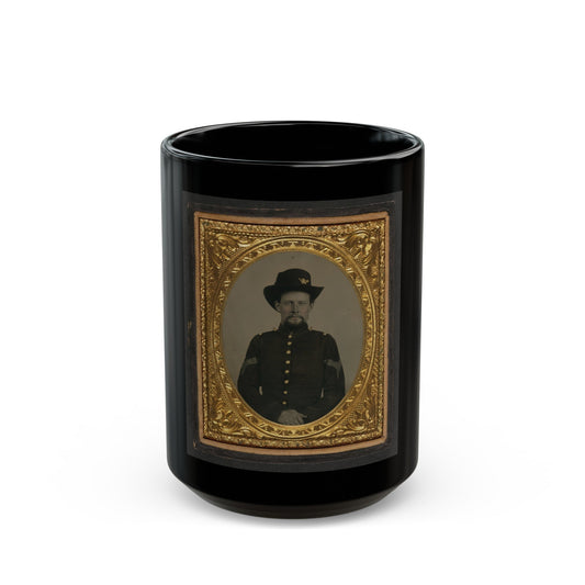 Unidentified Soldier In Union Sergeant Uniform With Hardee Hat With Infantry Insignia And Plume (U.S. Civil War) Black Coffee Mug-15oz-The Sticker Space