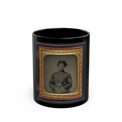 Unidentified Soldier In Union Sergeant's Uniform And Hardee Hat With Revolver And Knife (U.S. Civil War) Black Coffee Mug-11oz-The Sticker Space