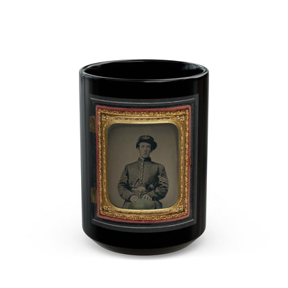 Unidentified Soldier In Union Sergeant's Uniform And Hardee Hat With Revolver And Knife (U.S. Civil War) Black Coffee Mug-15oz-The Sticker Space