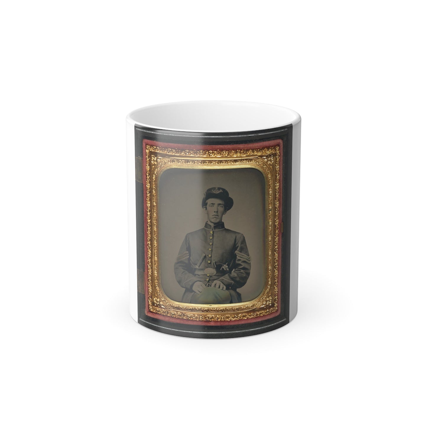 Unidentified Soldier in Union Sergeant's Uniform and Hardee Hat With Revolver and Knife (U.S. Civil War) Color Morphing Mug 11oz-11oz-The Sticker Space