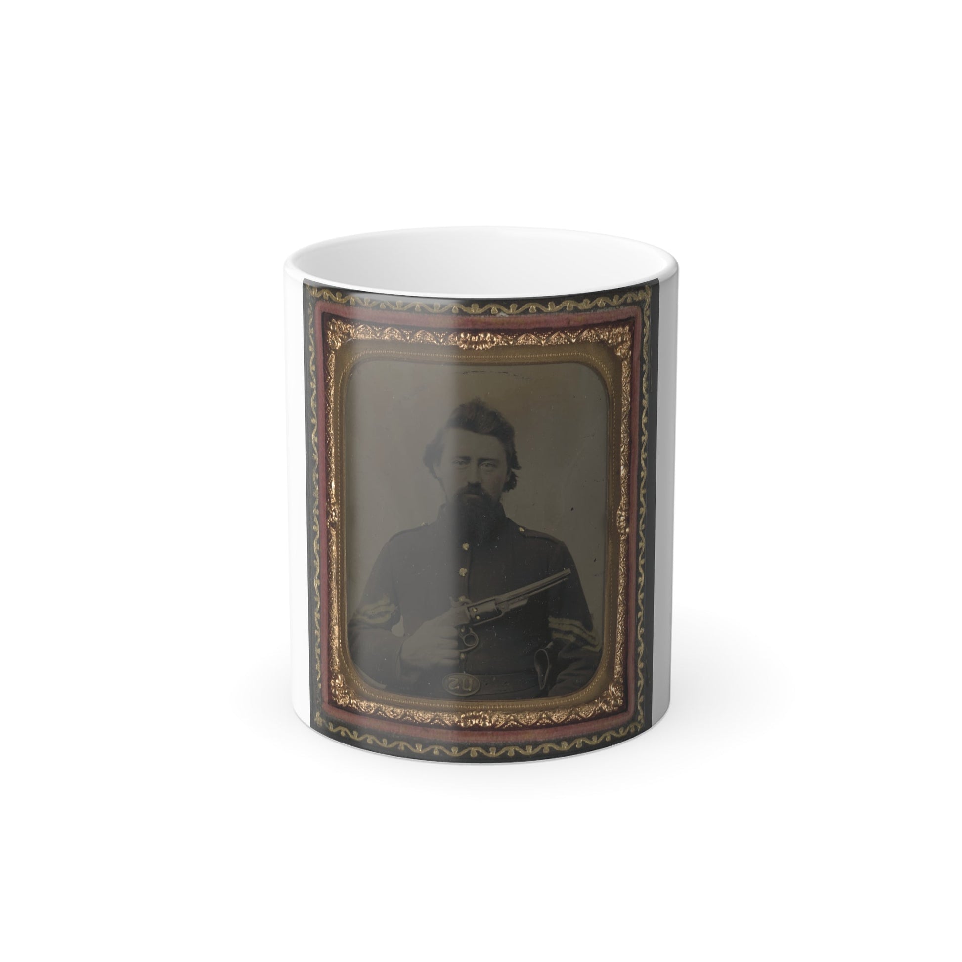 Unidentified Soldier in Union Sergeant's Uniform and U.S. Belt Buckle With Savage Revolver (U.S. Civil War) Color Morphing Mug 11oz-11oz-The Sticker Space