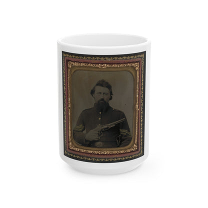 Unidentified Soldier In Union Sergeant's Uniform And U.S. Belt Buckle With Savage Revolver (U.S. Civil War) White Coffee Mug-15oz-The Sticker Space