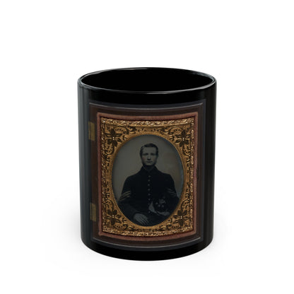 Unidentified Soldier In Union Sergeant's Uniform With Company C, 13th New Hampshire Infantry Regiment Kepi (U.S. Civil War) Black Coffee Mug-11oz-The Sticker Space