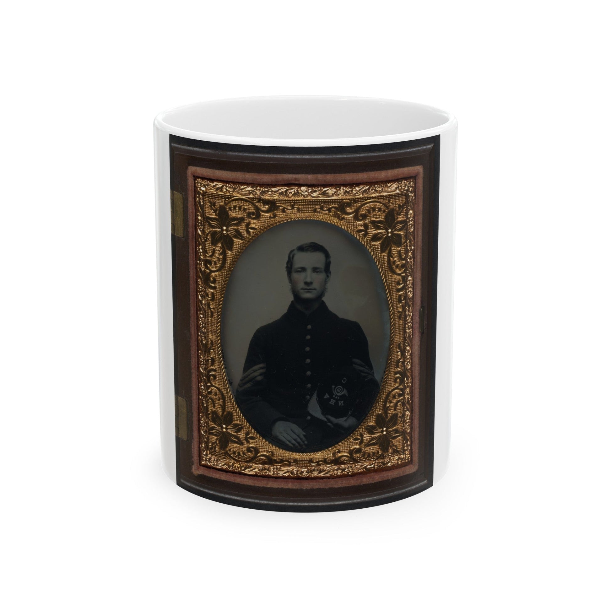 Unidentified Soldier In Union Sergeant's Uniform With Company C, 13th New Hampshire Infantry Regiment Kepi (U.S. Civil War) White Coffee Mug-11oz-The Sticker Space