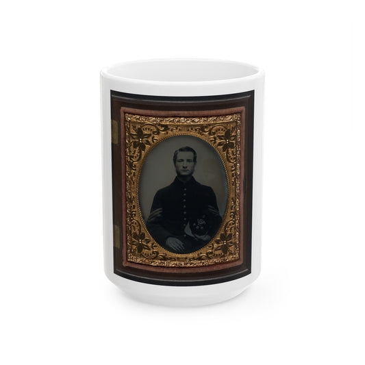 Unidentified Soldier In Union Sergeant's Uniform With Company C, 13th New Hampshire Infantry Regiment Kepi (U.S. Civil War) White Coffee Mug-15oz-The Sticker Space