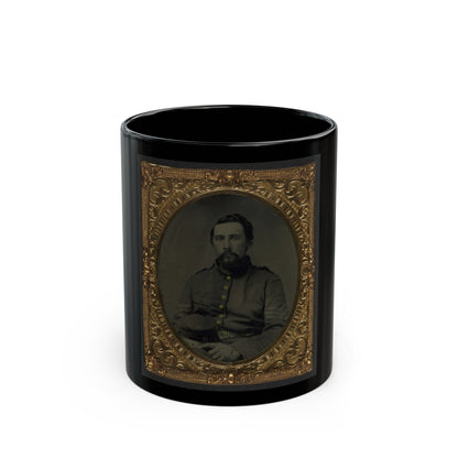 Unidentified Soldier In Union Sergeant's Uniform With Company M Forage Cap (U.S. Civil War) Black Coffee Mug-11oz-The Sticker Space