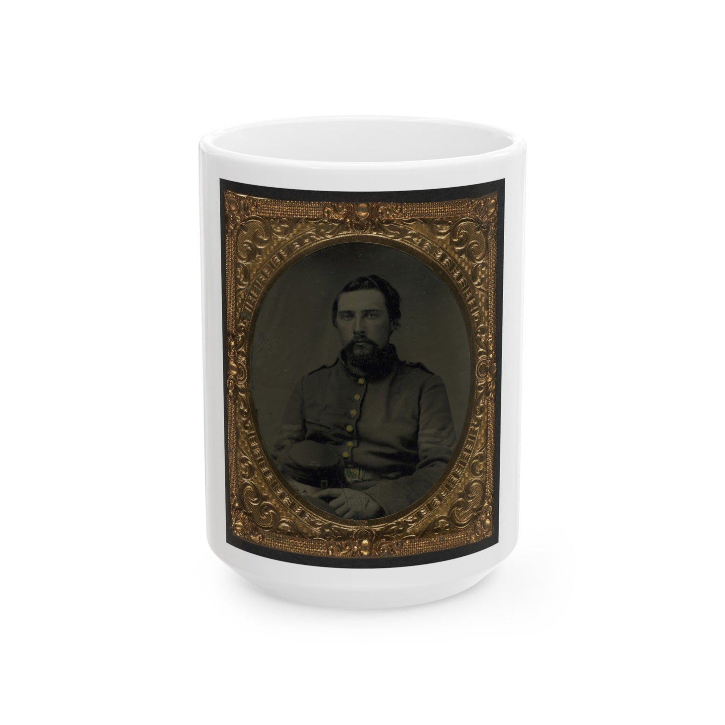 Unidentified Soldier In Union Sergeant's Uniform With Company M Forage Cap (U.S. Civil War) White Coffee Mug-15oz-The Sticker Space