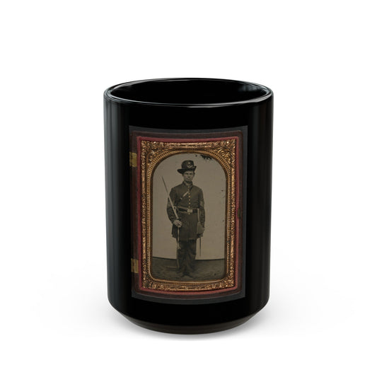 Unidentified Soldier In Union Sergeant's Uniform With Hardee Hat And Sash With Non-Commissioned Officer's Sword (U.S. Civil War) Black Coffee Mug-15oz-The Sticker Space