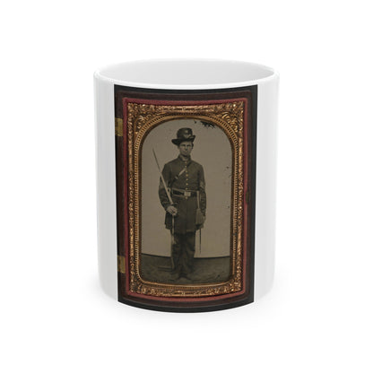 Unidentified Soldier In Union Sergeant's Uniform With Hardee Hat And Sash With Non-Commissioned Officer's Sword (U.S. Civil War) White Coffee Mug-11oz-The Sticker Space